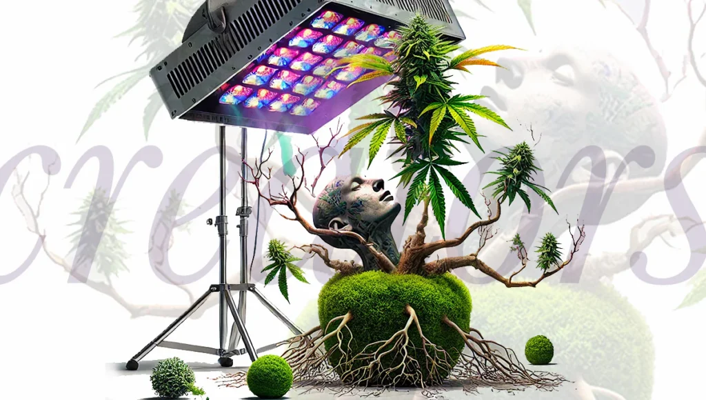 Cannabis content creator with camera and plant — The Creator's Voice editorial series